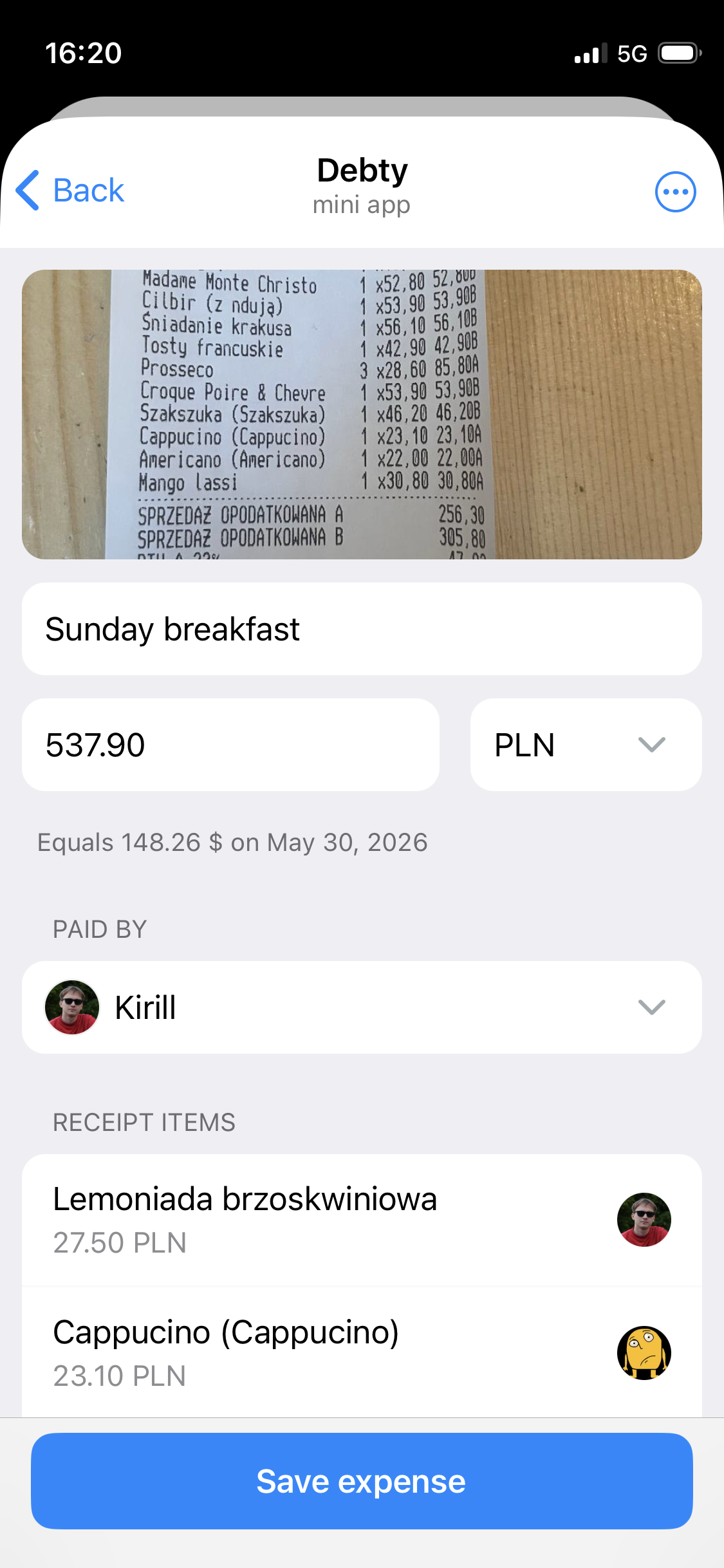Receipt scanning